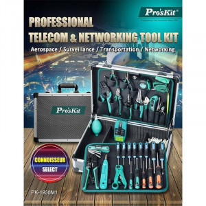 PK-1938M1, Набор инструментов для обслуживания LAN сетей из 37 предметов в алюминиевом кейсе, стандартный комплект PK-1938M + каб. тестер MT-7063