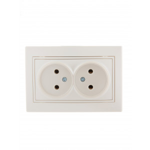 Розетка 2-м СП Mira 16А IP20 без заземл. со вставкой керамика жемчуж./бел. перламутр. 701-3030-128