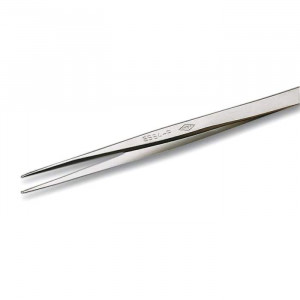 SSSA, Специальная нержавеющая сталь, не магнитятся. Тонкий и длинный пинцет с очень узкими концами и ручками. Конструкция пинцета обеспечивает слабое давление на компонент. Отличается высокой термостойкостью. Для удержания компонентов при пайке, 140мм 11г