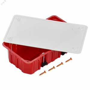 Коробка распаячная СП 172х96х45 КМ41026 для полых стен (с саморезами пластиковые лапки с крышкой) UKG11-172-096-045-P