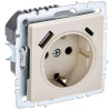 Розетка BRITE РЮш11-1-БрКр 16А с USB A+C 18Вт с заземл. защ. шторки беж. BR-R14-16-U22-018-K10