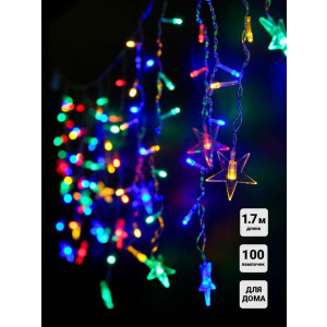 Гирлянда "Бахрома" DICLD-100M-C 100 мультиколорт светодиодов 1.7х0.5м с насадками 4690601047199