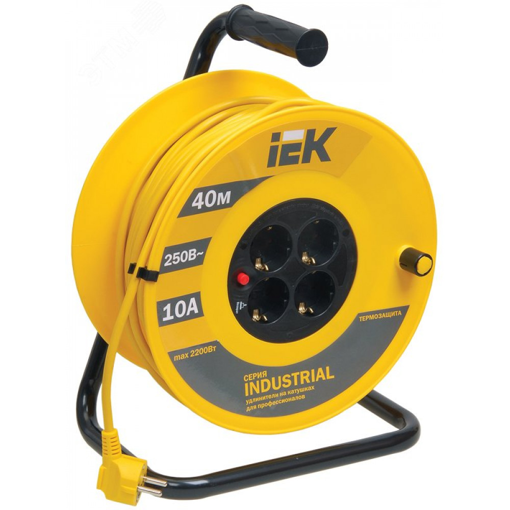Изображение товара Удлинитель на катушке 4х40м IP20 с заземлением и термозащитой IEK УК40 3х1