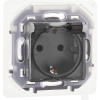 Розетка 1-м СП Inspiria 16А IP44 250В 2P+E защ. шторки с крышкой немецк. стандарт механизм алюм. Leg 673742