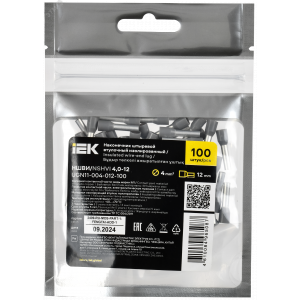 Наконечник НШВИ 4,0-12 серый (100шт/упак) IEK UGN11-004-012-100
