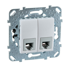 UNICA РОЗЕТКА телефонная, RJ11, двойная, 4 контакта, БЕЛЫЙ C3(7) MGU5.9090.18ZD