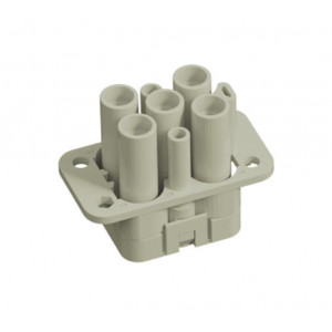 Вилочная контактная вставка HQ-004/2-MC, Вилочная контактная вставка, обжимная фиксация, 4/2 полюса + PE, типоразмер HC, 400/690V, 40/10A, (обжимные контакты поставляются отдельно)