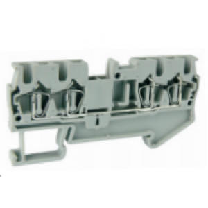 Проходная клемма UJ5-2.5/2X2E, Проходная клемма, 4 точки подключения, тип фиксации провода: пружинный, номинальное сечение: 2,5 мм кв., 28A, 400V, ширина: 5,2 мм, цвет: серый, тип монтажа: DIN35, стандарт GB/T14048.1,