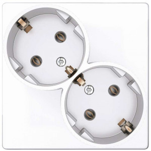 Розетка 2-м СП 24 16А IP20 2х2P+E Schuko без защ. шторок механизм бел. 2450459-030