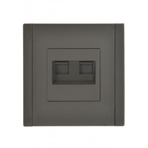 FORTE&PIANO Розетка двойная RJ11+RJ45 кат.5E FP335 серый IEK FP-KT20-O-1-K03