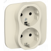 FLITE Розетка 2-местная с заземлением без защитных шторок безвинтовое крепление 16А в сборе РС12-1-А-ФлСл сливочный IEK FI-R21A-16-1-K86