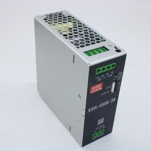 XDR-480E-36, Преобразователь AC-DC на DIN-рейку 478.8Вт, выход 36В/13.3A, рег. вых 36…42В, вход 85…264В AC, 47…63Гц /120…370В DC, изоляция 4000В AC, 48х125,2х125мм, -40…+70°С, паралл.подключение