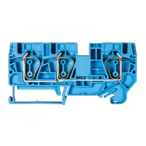 Проходная клемма WKFN 6 D1/2/35 BL, Проходная клемма, 3 точки подключения, тип фиксации провода: пружинный, номинальное сечение: 6 мм кв., 41A, 800V, ширина: 8 мм, цвет: синий, тип монтажа: DIN35