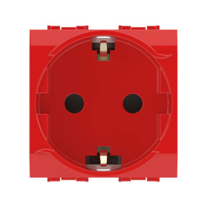 Электрическая розетка, с заземлением, со шторками, красная, 2 мод. 76482R