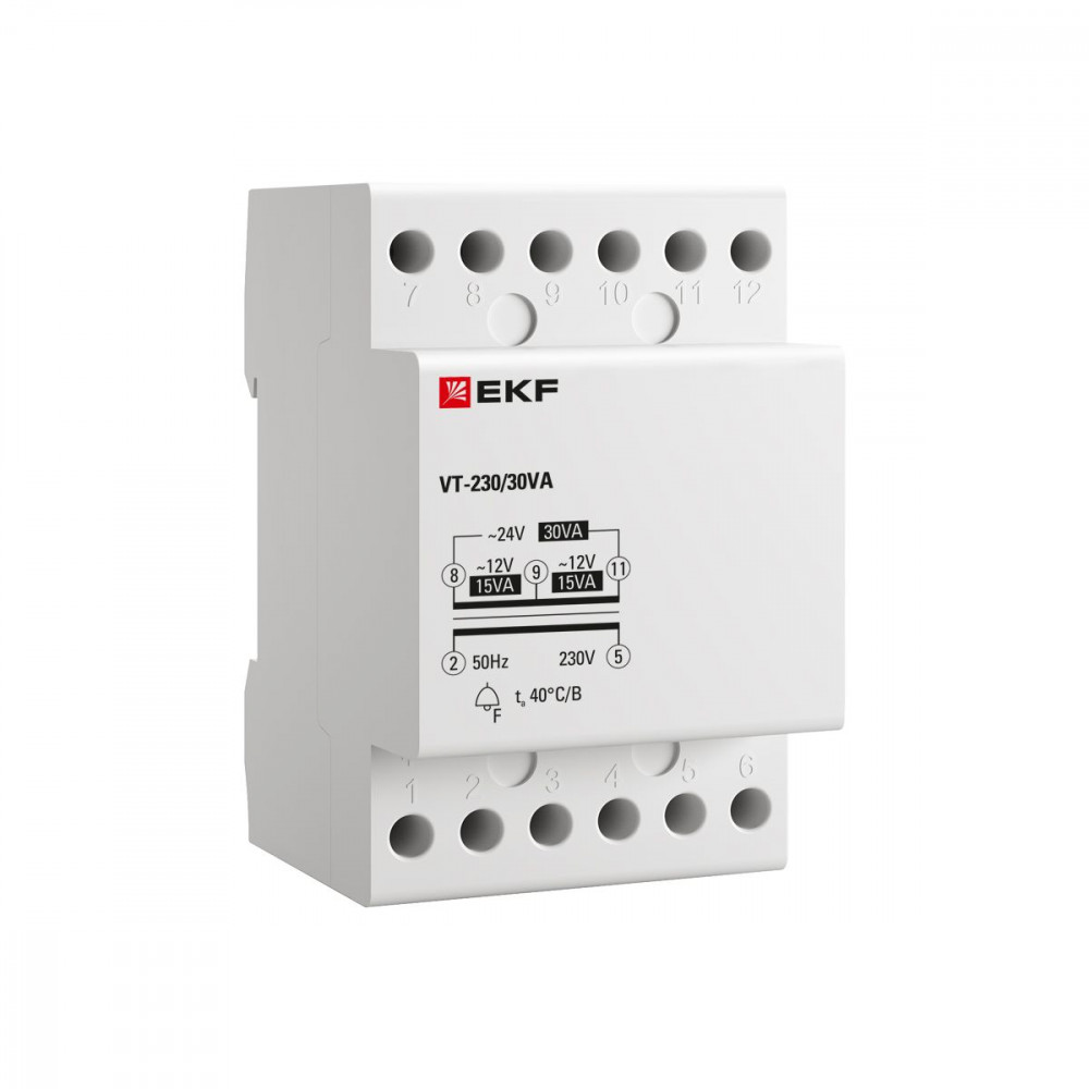 Изображение товара Трансформатор звонковый модульный BT-230В/12-12В 30ВА PROxima