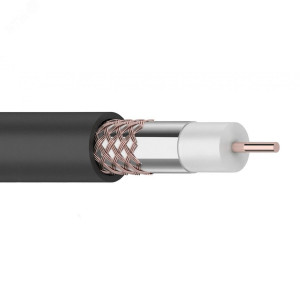 Кабель коаксиальный RG-6U, 75Ом, Cu/Al/Cu, 64%, 100м, OUTDOOR, черный, в бухте 100м для прокладки вне помещений