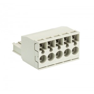 Розетка Wiecon 8113 BFK / 5 TOP K OB, Розеточный разъем, угловой, на кабель, шаг: 5.0 мм, 5 полюсов, фиксация провода пружинная, исполнение: без маркировки, 400V, 12А, цвет: серый