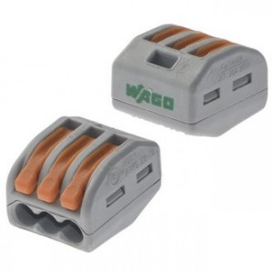 Клеммник 3х(0.08-2.5(4.0)) WAGO 222-413, Клемма универсальная серия 222 3 контакта