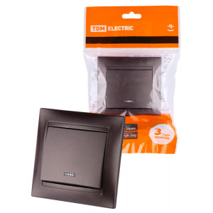 Выключатель 1 кл. с подсветкой 10А шоколад "Лама" SQ1815-0504