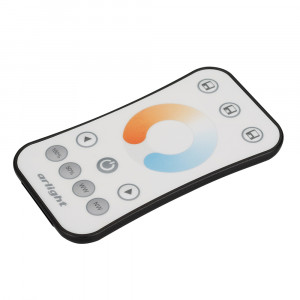 Пульт SMART-R37-MIX (1 зона, 2.4G) 025145, Кнопочный радиопульт с сенсорным кольцом 2.4 ГГц белого цвета для управления MIX (CCT) источником света. 1 зона управления, выбор температуры свечения с помощью сенсорного кольца. Питание 3VDC (CR2032). Габариты 107x58.5x9 мм. Изготовлен из пластика с пок