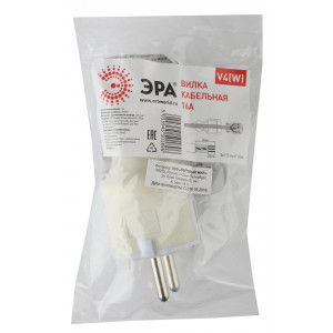 Вилка V4(W) 16А с заземл. прямой ввод (10/200/6000) бел. ЭРА Б0019188