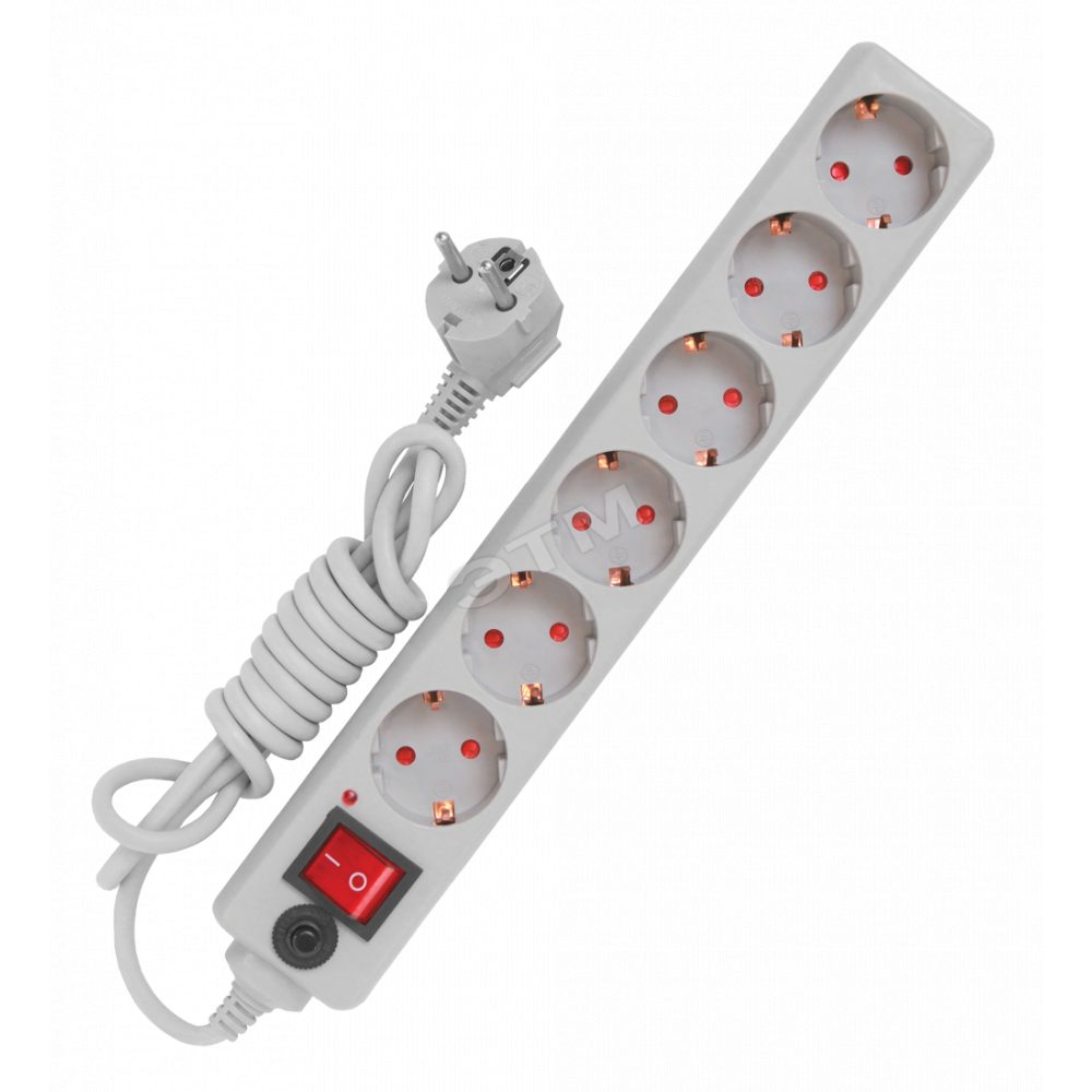 Изображение товара Сетевой фильтр 6х3м с выключателем, защита от перенапряжений, 220В, 6 постов