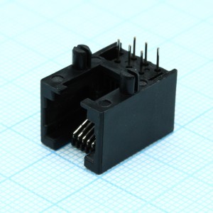 KLS12-136-6P6C-1-01, PCB Modular Jack 53 Series,6P6C,Black,Fu