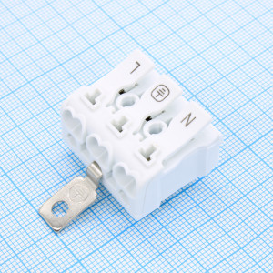 GT238-10.0-03P-19-23, Электромонтажный клеммник на 3 контакта. с заземляющими частями, монтажными ножками, печатью