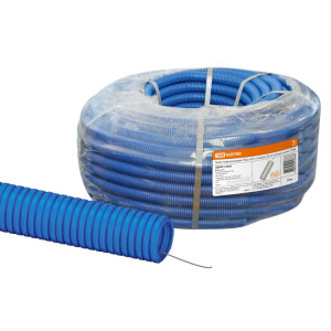 Труба гофрированная ПНД d 25 с зондом (75 м) легкая синяя SQ0413-0023