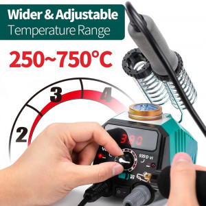 YIHUA 939D-VI KIT 2В1, Пирографическая двухканальная станция с регулировкой температуры для выжигания по дереву, 2 инструмента, набор насадок, 2 заготовки для выжигания