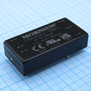 VRB2405LD-15WR3, Преобразователь DC/DC мощность, Вт: 15 вход 24В выход 5В 3А изоляция: 1500В