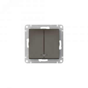 ATLASDESIGN 2-клавишный ВЫКЛЮЧАТЕЛЬ с подсветкой ,сх.5а, 10АХ, быстрозажимные клеммы, МОККО ATN000653S