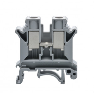 Проходная клемма JUT1-10-GY, Проходная клемма, тип фиксации провода: винтовой, номинальное сечение: 10 мм кв., 57A, 800V, ширина: 10,2 мм, цвет: серый, тип монтажа: DIN35