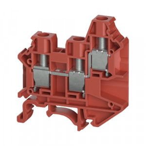 Проходная клемма WTN 6 D1/2 RT, Проходная клемма, 3 точки подключения, тип фиксации провода: винтовой, номинальное сечение: 6 мм кв., 41A, 1000V, ширина: 8 мм, цвет: красный тип монтажа: DIN35