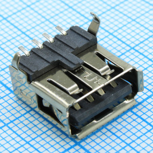 L-KLS1-181C-B, Разъем USB тип А (розетка) на плату монтаж в отверстие