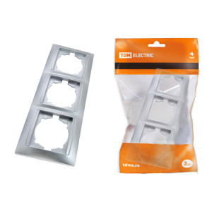 Рамка 3-х постовая горизонтальная серебр. металлик "Лама" SQ1815-0231