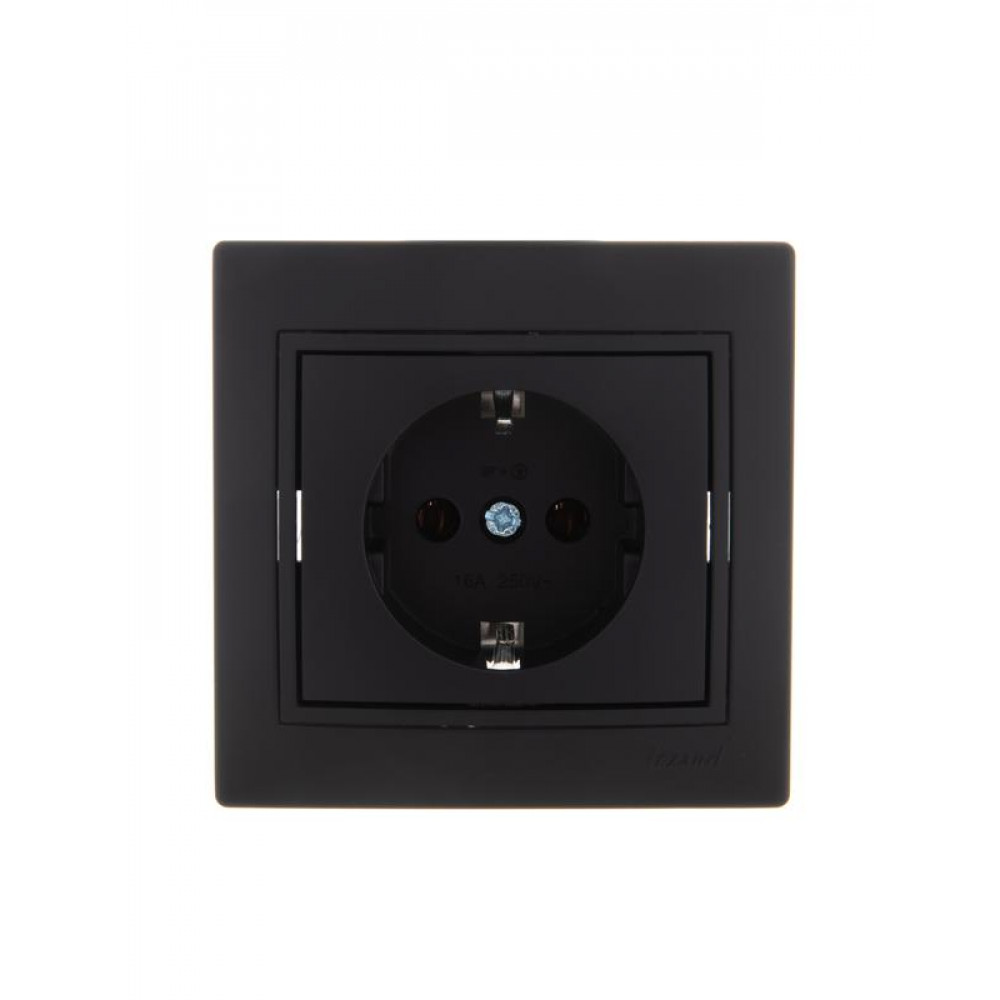 Изображение товара Розетка 1-м СП Mira с заземл. керамика черн. бархат 701-4242-122
