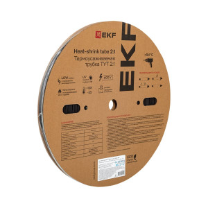 Термоусаживаемая трубка ТУТ нг 2/1 черная рулон PROxima tut-2-b