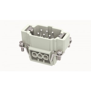 Вилочная контактная вставка DE-006-M, Вилочная контактная вставка, винтовая фиксация, 6 полюсов + PE, типоразмер 6B, 500V, 16A, сечение обслуживаемых проводников 0,75-2,5 мм кв, тип покрытия контактов: серебро