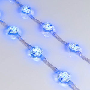 Модуль управляемый DMX-B3-D30 12V RGB (0.72W, IP68, 140 deg) 036772, Управляемый светодиодный модуль DMX, RGB, микросхема DMX512 (UCS512), напряжение 12 В, мощность 0.72 Вт, 3 светодиода SMD 5060, угол 140°. Создание медиафасадов, 20 шт на проводе, расстояние между центрами модулей 100 мм, длина провода между модулями 60 м