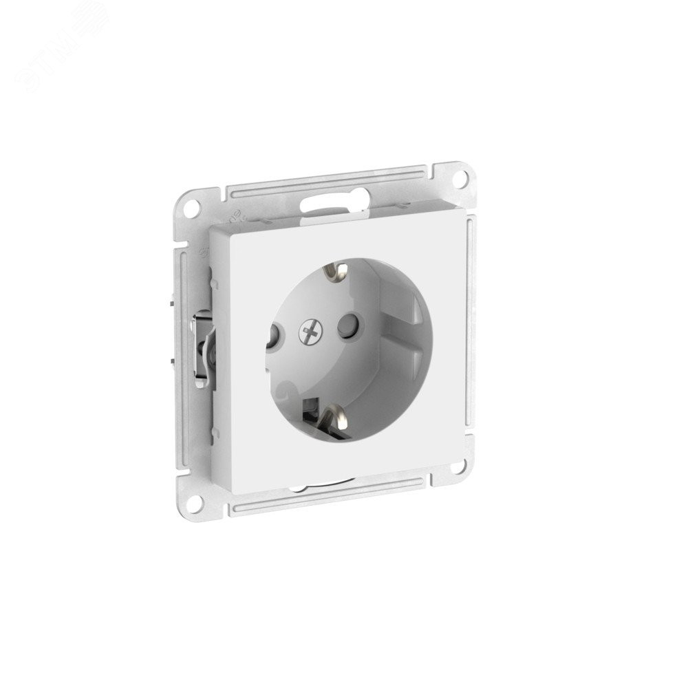Изображение товара Розетка AtlasDesign 16А с заземлённой защитной шторкой и механизмом белая
