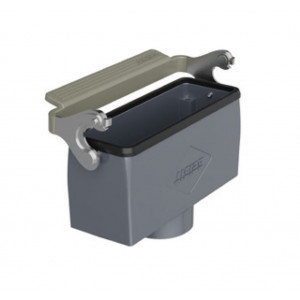 Крышка разъема H24B-CTC-1L-M32, Крышка разъема на кабель, типоразмер 24B, с уплотнителем, 1 отверстие с резьбой для кабельных вводов M32x1,5, с верхним расположением, с одной металлической защелкой, материал корпуса: алюминиевый сплав