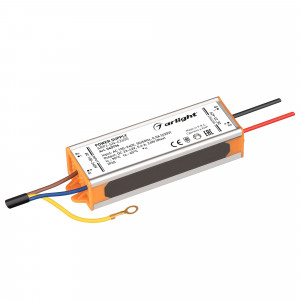 Блок питания ARPJ-SN-42600 (24W, 23-42V, 600mA) 040796, Источник тока с гальванической развязкой для уличных светильников и мощных светодиодов. Входное напряжение 100-240 VAC. Выходные параметры: 23-42 В, 600 mА, 24 Вт. PF >0.5. Герметичный металлический корпус IP 65. Габаритные размеры длина 96 мм, ширина 30