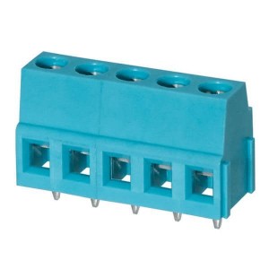 TB007-508-05BE, Фиксированные клеммные колодки Terminal block, screw type, 5.08 , horizontal, 5 poles, CUI Blue, slotted screw, PCB mount
