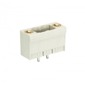 Вилка Wiecon 8113 S / 2 GF OB, Вилочный разъем, вертикальный, на плату, шаг: 5.0 мм, 2 полюса, фиксация на плате пайкой, исполнение: без маркировки, с монтажными фланцами, 300V, 12А, цвет: серый