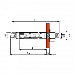 Анкер забивной М6 со шпилькой (уп.40шт) DKC CM440645