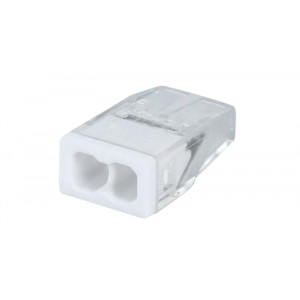 Клемма пружинная, строительная, EU-242, Клемма пружинна, универсальная, строительная, 2 полюса, с контактной пастой, сечение проводника 0,5 - 2,5 мм кв., 400V, 24A, цвет: прозрачный/белый