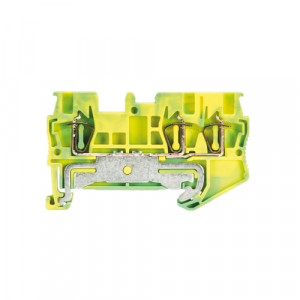 Заземляющая клемма WKF 1,5 D1/2SL/35, Заземляющая клемма, 3 точки подключения, тип фиксации провода: пружинный, номинальное сечение: 1,5 мм кв., 500V, ширина: 4 мм, цвет: желто-зеленый, тип монтажа: DIN35