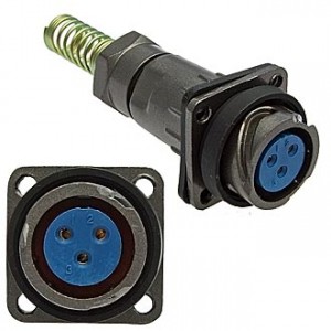 FQ18-3ZPK-8 (БЛ.КАБ.РОЗ.), Блочная розетка, 3 контакта, с патрубком и пружинным хвостовиком под кабель 8мм