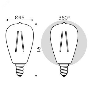 Лампа Basic Filament ST45 4,5W 470lm 2700К Е14 LED 1/10/50 1141115